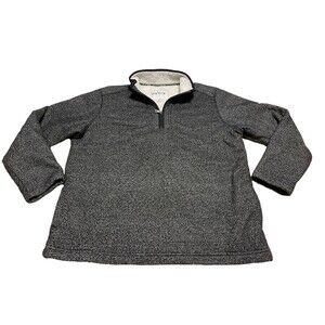 Orvis Fleece Jacket Mens XL Pullover Quarter Zip Gray Sherpa Lined Casual EUC